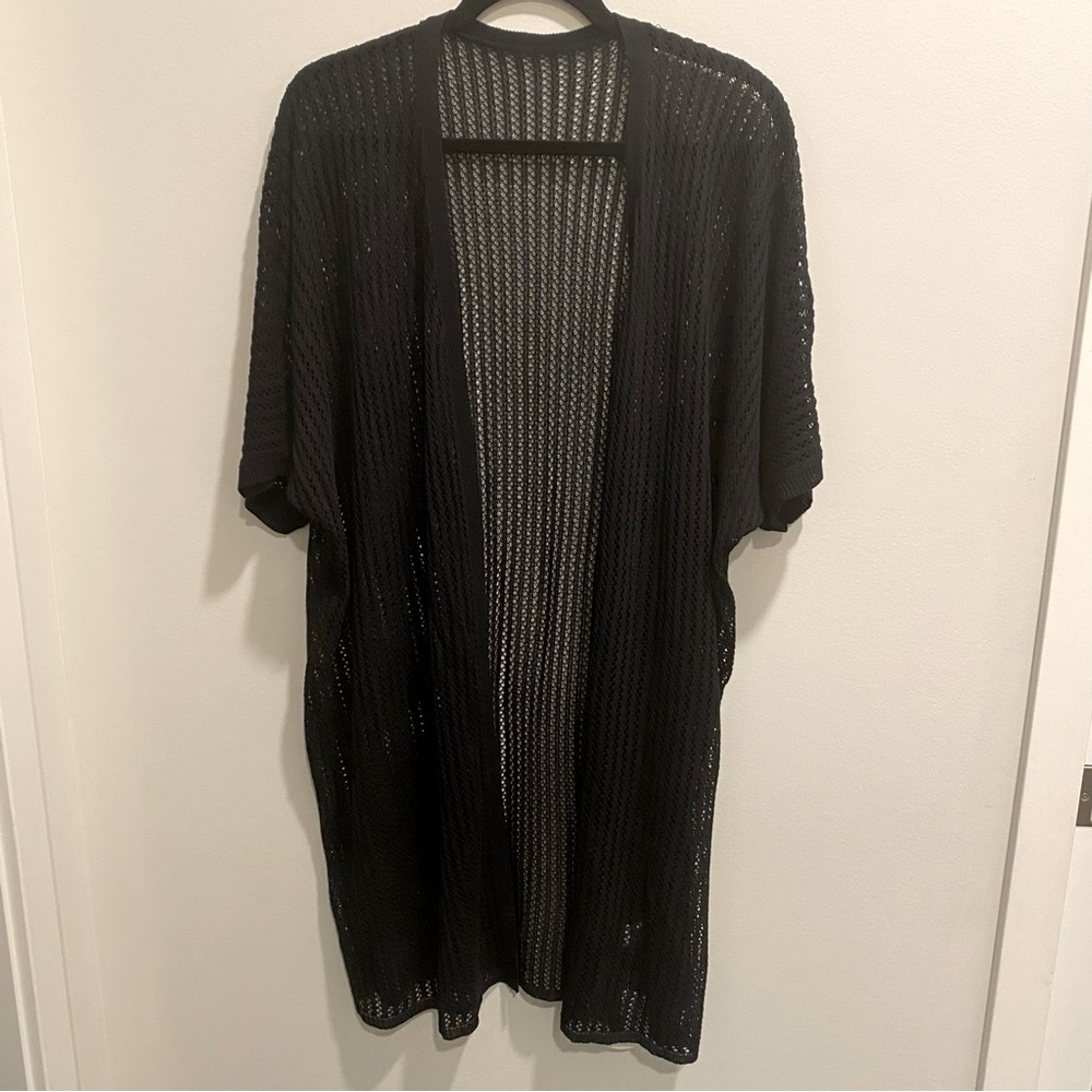 Short Sleeve Black Cardigan Sweater - Size 2XL